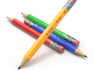 Wooden Pencil with Eraser 3D-Modell