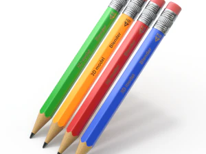 Wooden Pencil with Eraser 3D Model