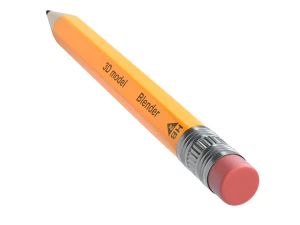 Wooden Pencil with Eraser 3D Model