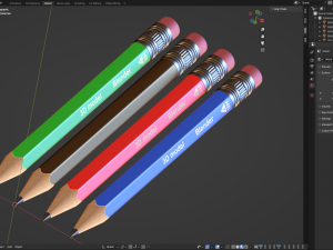 Wooden Pencil with Eraser Modèle 3D
