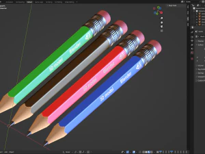 Wooden Pencil with Eraser 3D Model