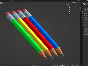 Wooden Pencil with Eraser 3D Model