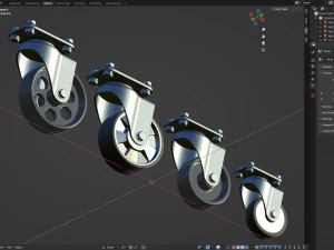 Set of Caster Wheels 3D Model