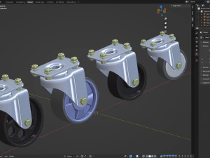 Set of Caster Wheels 3D Model