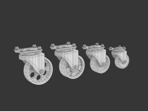 Set of Caster Wheels 3D Model
