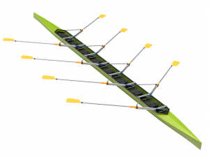 Eight Men Rowing Boat 3D Model