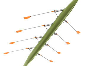 Eight Men Rowing Boat Model 3D
