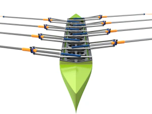 Eight Men Rowing Boat 3D Model