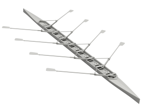 Eight Men Rowing Boat Model 3D