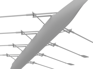 Eight Men Rowing Boat Model 3D