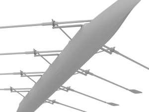 Eight Men Rowing Boat 3D Model