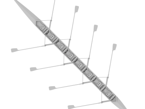 Eight Men Rowing Boat Model 3D