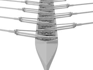 Eight Men Rowing Boat 3D Model