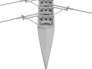 Eight Men Rowing Boat 3D Model