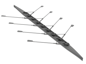 Eight Men Rowing Boat Model 3D
