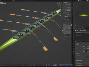 Eight Men Rowing Boat 3D Model