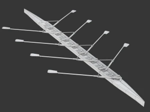 Eight Men Rowing Boat 3D Model