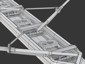 Eight Men Rowing Boat Model 3D