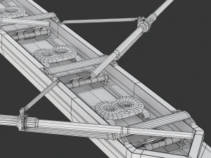 Eight Men Rowing Boat 3D Model