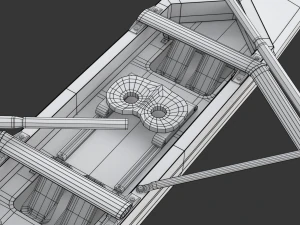 Eight Men Rowing Boat 3D Model