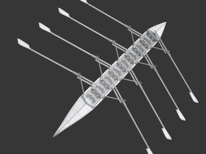 Eight Men Rowing Boat Model 3D
