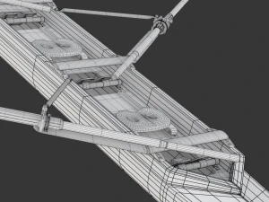 Eight Men Rowing Boat 3D Model
