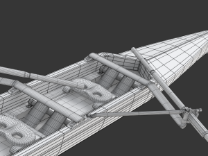 Eight Men Rowing Boat Model 3D