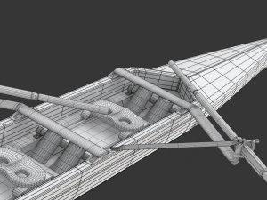 Eight Men Rowing Boat 3D Model