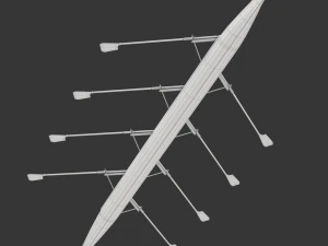Eight Men Rowing Boat 3D Model
