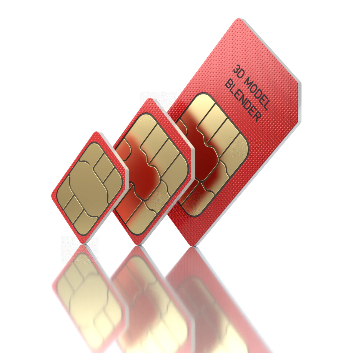 Standard Micro and Nano SIM Cards 3D Model .c4d .max .obj .3ds .fbx .stl .blend