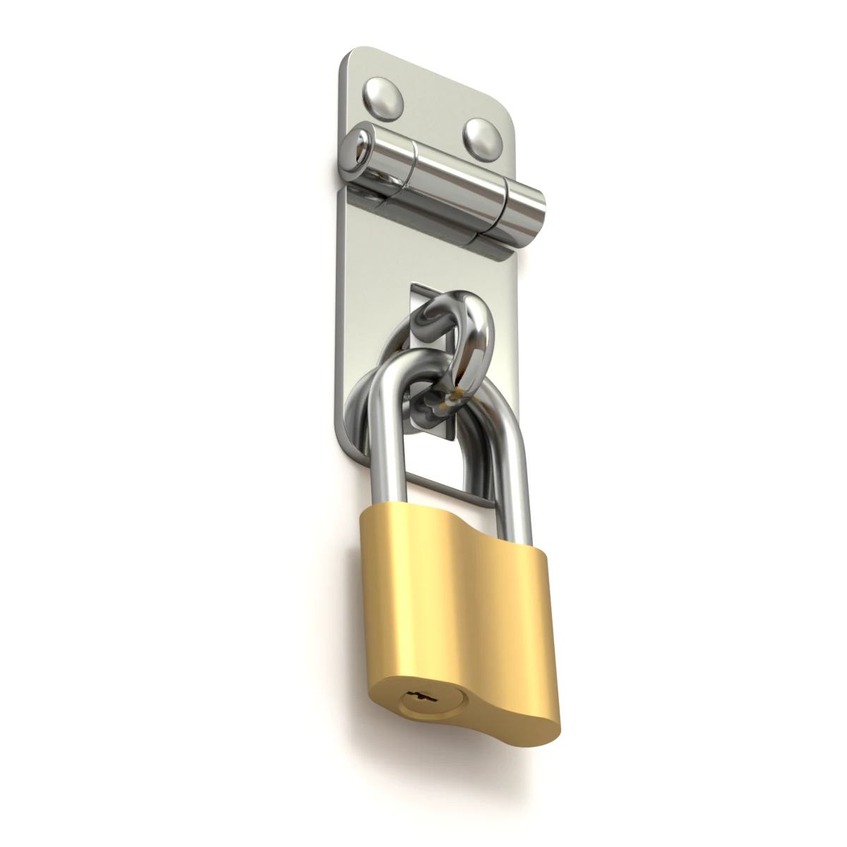 Latch with Padlock 3D Model .c4d .max .obj .3ds .fbx .stl .blend 