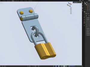 Latch with Padlock 3D Model