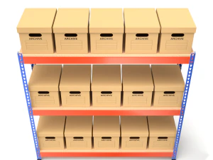 Storage Boxes with Metal Rack 3D Model