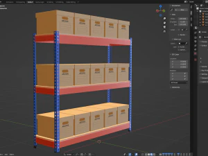 Storage Boxes with Metal Rack 3D Model