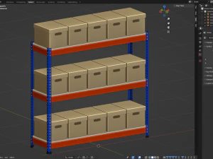 Storage Boxes with Metal Rack 3D Model