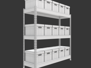 Storage Boxes with Metal Rack Modelo 3D