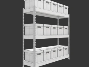 Storage Boxes with Metal Rack 3D Model
