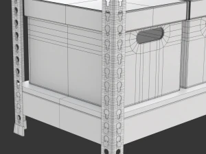 Storage Boxes with Metal Rack 3D Model