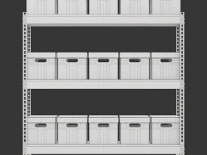 Storage Boxes with Metal Rack 3D Model