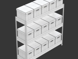 Storage Boxes with Metal Rack 3D Model