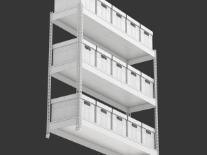 Storage Boxes with Metal Rack 3D Model