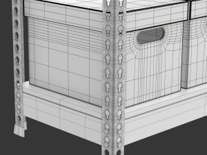 Storage Boxes with Metal Rack 3D Model