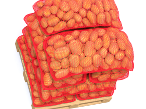Potatoes in Red Burlap Sacks on the Pallet 3D Model