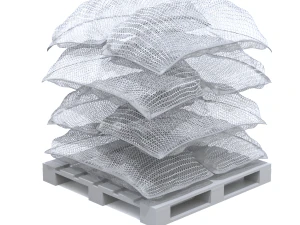 Ziemniaki w czerwonych workach jutowych na palecie Model 3D