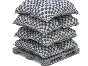 Ziemniaki w czerwonych workach jutowych na palecie Model 3D