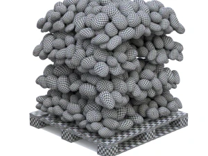 Ziemniaki w czerwonych workach jutowych na palecie Model 3D