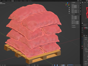 Potatoes in Red Burlap Sacks on the Pallet 3D Model