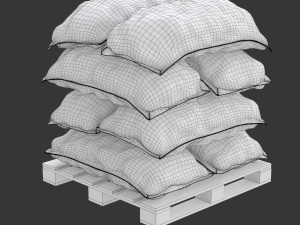 Potatoes in Red Burlap Sacks on the Pallet 3D Model