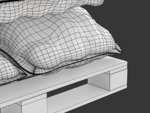 Potatoes in Red Burlap Sacks on the Pallet 3D Model