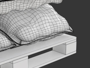 Ziemniaki w czerwonych workach jutowych na palecie Model 3D